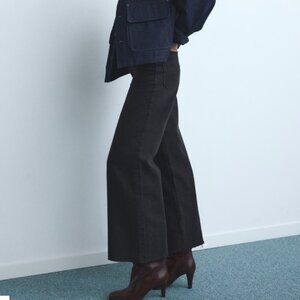 Mango Catherine Culotte High-Rise Black Jeans